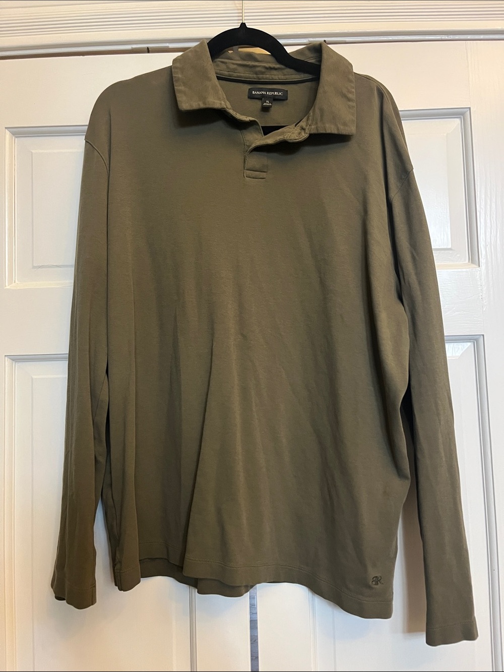 Banana Republic Men's Olive Long-Sleeve Polo